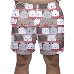 Cute Adorable Bear Merry Christmas Happy New Year Cartoon Doodle Seamless Pattern Men s Shorts by Amaryn4rt