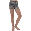 Peacock-feathers-pattern-colorful Kids  Lightweight Velour Yoga Shorts View1