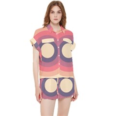 Circles Pattern Bullseye Cream Chiffon Lounge Set by Pakjumat