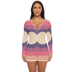 Circles Pattern Bullseye Cream Long Sleeve Boyleg Swimsuit by Pakjumat