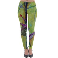 Green Peace Sign Psychedelic Trippy Lightweight Velour Leggings by Modalart