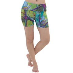 Green Peace Sign Psychedelic Trippy Lightweight Velour Yoga Shorts by Modalart