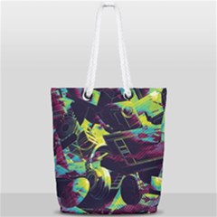 Artistic Psychedelic Abstract Full Print Rope Handle Tote (small) by Modalart