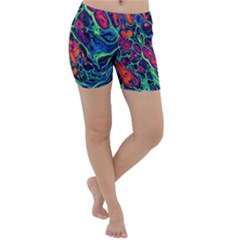 Color Colorful Geoglyser Abstract Holographic Lightweight Velour Yoga Shorts by Modalart