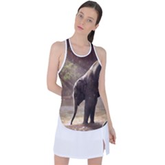 Baby Elephant Watering Hole Racer Back Mesh Tank Top by Sarkoni