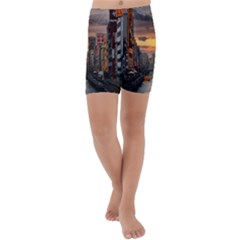 River Buildings City Urban Kids  Lightweight Velour Capri Yoga Leggings