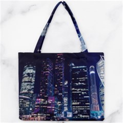 Black Building Lighted Under Clear Sky Mini Tote Bag by Modalart