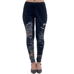 Time Lapse Photo Of City Lightweight Velour Leggings by Modalart