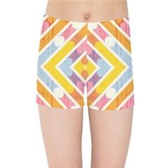Line Pattern Cross Print Repeat Kids  Sports Shorts by Amaryn4rt