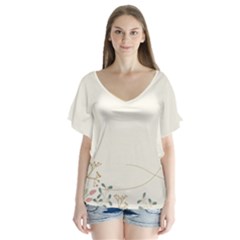 Background Pattern Template Texture Nature V-neck Flutter Sleeve Top by Grandong