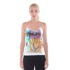 Flower Leaves Foliage Grass Doodle Spaghetti Strap Top by Grandong