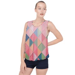 Background Geometric Triangle Bubble Hem Chiffon Tank Top by Sarkoni