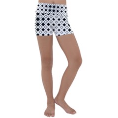 Square Diagonal Pattern Monochrome Kids  Lightweight Velour Yoga Shorts by Apen