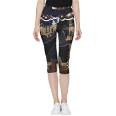 Christmas Advent Candle Arches Inside Out Lightweight Velour Capri Leggings  by Amaryn4rt