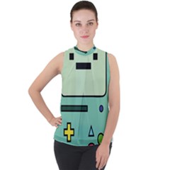 Adventure Time Beemo Bmo Illustration Cartoons Mock Neck Chiffon Sleeveless Top by Sarkoni