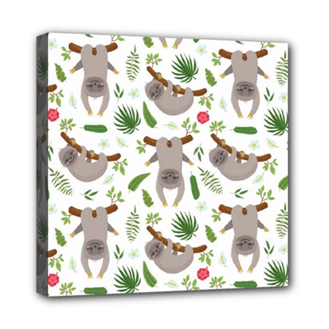 Seamless Pattern With Cute Sloths Mini Canvas 8  X 8  (stretched) by Ndabl3x
