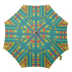 Checkerboard Squares Abstract Art Hook Handle Umbrellas (large)