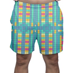 Checkerboard Squares Abstract Art Men s Shorts by Ravend