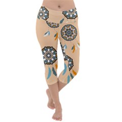 Dreamcatcher Pattern Pen Background Lightweight Velour Capri Yoga Leggings by Ravend
