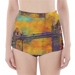 London Tower Abstract Bridge High-waisted Bikini Bottoms by Amaryn4rt