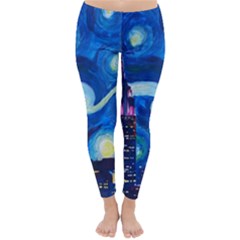 Starry Night In New York Van Gogh Manhattan Chrysler Building And Empire State Building Classic Winter Leggings by Modalart