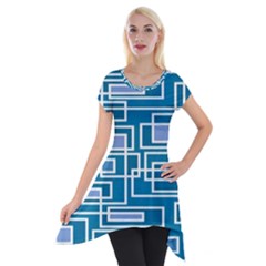 Geometric Rectangle Shape Linear Short Sleeve Side Drop Tunic by Pakjumat