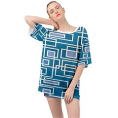 Geometric Rectangle Shape Linear Oversized Chiffon Top by Pakjumat