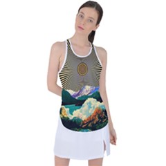 Surreal Art Psychadelic Mountain Racer Back Mesh Tank Top by Modalart