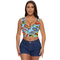Comic Bubbles Seamless Pattern Women s Sleeveless Wrap Top by Bedest