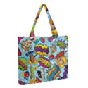 Comic Elements Colorful Seamless Pattern Zipper Medium Tote Bag View2