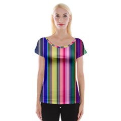 Pastel Colors Striped Pattern Cap Sleeve Top by Pakjumat