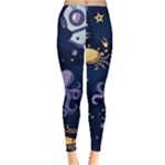 Marine Seamless Pattern Thin Line Memphis Style Everyday Leggings 