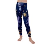 Marine Seamless Pattern Thin Line Memphis Style Kids  Lightweight Velour Leggings