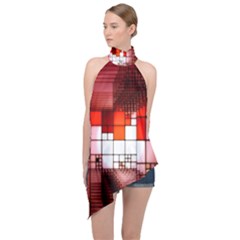 Pattern Structure Light Patterns Halter Asymmetric Satin Top