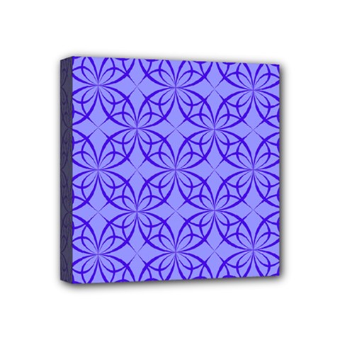 Decor Pattern Blue Curved Line Mini Canvas 4  X 4  (stretched) by Hannah976