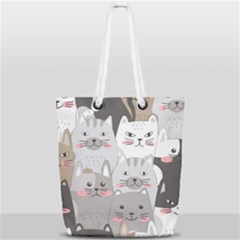 Cute Cats Seamless Pattern Full Print Rope Handle Tote (small) by Sarkoni