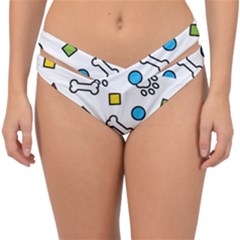 Dog Paw Seamless Pattern Footprint Bone Double Strap Halter Bikini Bottoms
