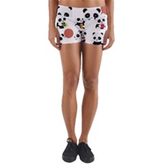 Playing Pandas Cartoons Yoga Shorts by Apen