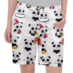 Playing Pandas Cartoons Women s Pocket Shorts by Apen