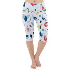 Vector Set Isolates With Cute Birds Scandinavian Style Lightweight Velour Cropped Yoga Leggings by Apen