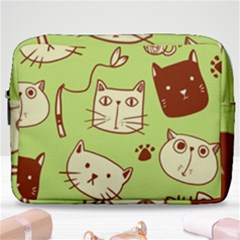 Cute Hand Drawn Cat Seamless Pattern Make Up Pouch (large)