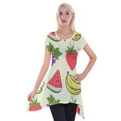 Fruits Pattern Background Food Short Sleeve Side Drop Tunic by Apen