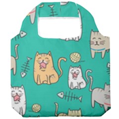 Seamless Pattern Cute Cat Cartoon With Hand Drawn Style Foldable Grocery Recycle Bag by Grandong