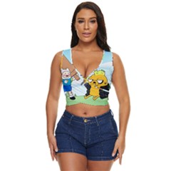 Adventure Time Finn And Jake Cartoon Network Parody Women s Sleeveless Wrap Top by Sarkoni