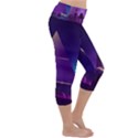 Egyptian Pyramids Night Landscape Cartoon Lightweight Velour Capri Yoga Leggings View3