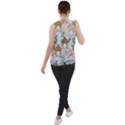 Camels Cactus Desert Pattern Mock Neck Chiffon Sleeveless Top View2