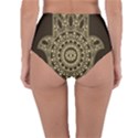 Hamsa Hand Drawn Symbol With Flower Decorative Pattern Reversible High-Waist Bikini Bottoms View4