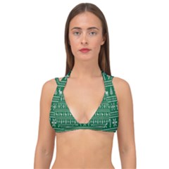 Wallpaper Ugly Sweater Backgrounds Christmas Double Strap Halter Bikini Top by artworkshop