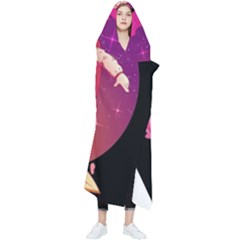 Astronaut Spacesuit Standing Surfboard Surfing Milky Way Stars Wearable Blanket by Ndabl3x