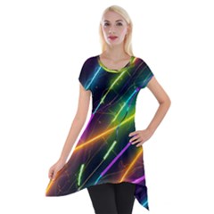 Vibrant Neon Dreams Short Sleeve Side Drop Tunic by essentialimage